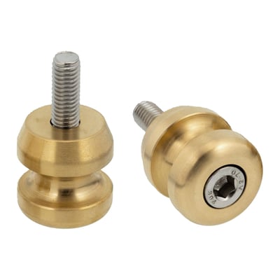 CNC machined from solid C36000 billet brass. Fits the top shock mounts of Triumph. The perfect anchor point to attach you luggage strap, bungee cord or otherwise secure you luggage without slip, slide or flip issues. Designed for a direct installation on Triumph but custom installation options are plentiful.