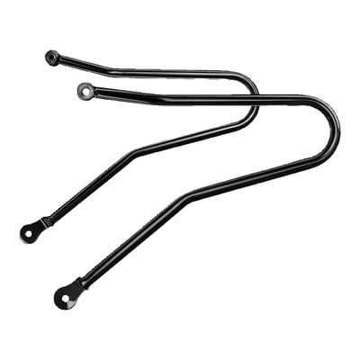 Black powder coated finish. These are called AC Pannier rails, luggage rails or saddlebag supports and used when installing saddlebags. Manufactured from 16mm diameter grade 304 stainless steel tubing with a 1.25mm wall thickness. Welds are smooth for a detailed professional finish.