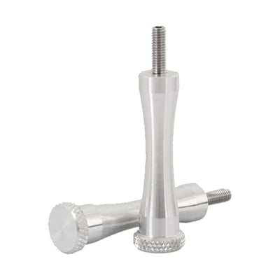 Polished finish. Precision CNC machined from aviation grade billet 6061 T6 aluminum. This is the long XL (70mm without thread) version which hangs out the back of the seat. This is the most practical, as these can be operated by hand.