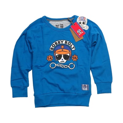 Bobby Bolt, born to be bold! Adventurous, streetwise, rebel, brave, naughty. For the next generation bikers we have the Police crewneck sweater made from soft 100% organic french terry cotton fabric for ultimate daily comfort. Be bold be brave!