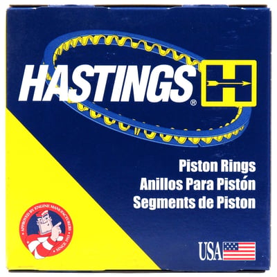 Std cyl. bore: 3.187" (80.96mm). 
1st ring: 1.6mm. 
2nd ring: 1.6mm. 
Oil ring: 4.75mm. 

Tech tip: Piston grooves vs piston rings. 
It's not difficult to determine if a Hastings piston ring set will fit a certain piston. You should measure the height of the piston groove in the piston itself. The 2 top grooves will be for compression rings, the lower groove will be for the oil ring. In most cases Hastings oil rings are of the low tension 3-piece flex vent type. Ring heights are listed for reference. 
Tech tip: Piston oversizes. 
For each oversize cylinder diameter will increase with .010" (0.254mm). The standard bore of the cylinder is listed for reference. 
(Tech tip information provided by Hastings Manufacturing Company, Inc.)