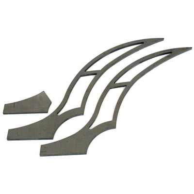 Spacer & side strut kit. 
Specifically designed for installing Long 280 or 300mm wide Stiletto fenders to Softail frames. Sold in a kit. Ready to weld.