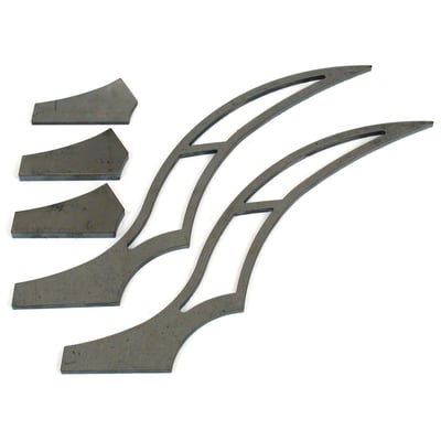 Spacer & side strut kit. 
Specifically designed for installing long 320mm wide Stiletto fenders to Softail frames. Sold in a kit. Ready to weld.