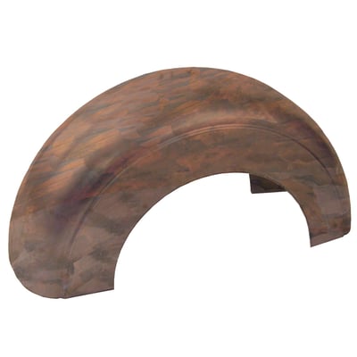 The raw material from which this fender was cut has a 39cm radius (78cm diameter).
Check the tire radius of your specific tire for a fitment pre-check, allowing a no worries build.
This fender is designed for use with 14" to 18" diameter tires, allowing 5-8cm for suspension travel.
A special heat process is applied to each and every BK fender, after the welding process, to eliminate deformation and stress within the metal itself. Stress-free material will help avoid cracking or breaking when exposed to vibrations.
All BK fenders are precision robotic plasma cut from round 'circle shape' 2.0mm thick steel which aids in strength and makes it easier to weld.
Fenders are raw steel, without coating.
Note: All fender widths given are approximate. Widths can vary slightly in the production process. Fender may require finish grinding.