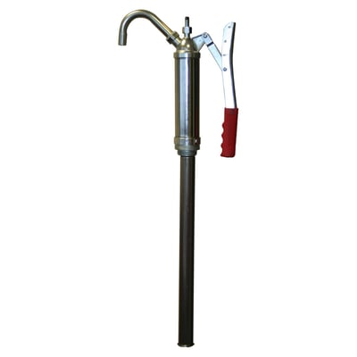 Metal; Fluid pump; Hand action; With length adjustable suction pipe to fit 60 and 200 liter oil drums; Fits large oil drum fittings