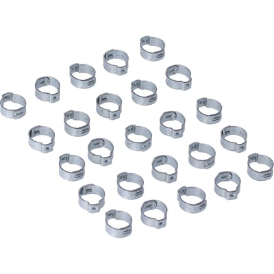 Stock style 'Clamp & Click' type crimp hose clamp. 
OEM replacement reference 10049