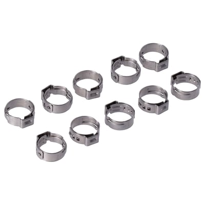 Stock style 'Clamp & Click' type crimp hose clamp. 
OEM replacement reference 10198