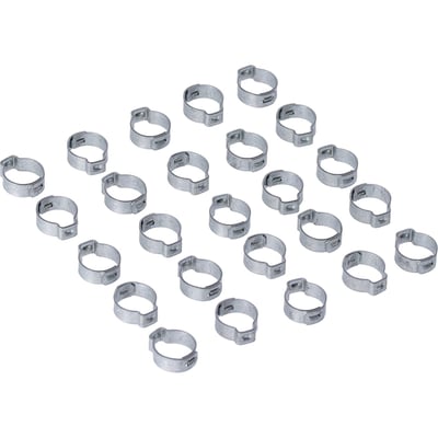 Stock style 'Clamp & Click' type crimp hose clamp. 
OEM replacement reference 10198A