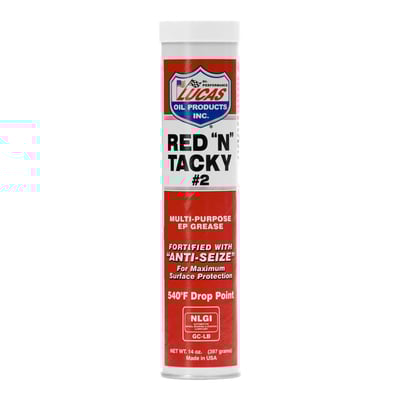 397 gram (14oz) grease gun cartridge. Red Lithium grease. Water & wash-out resistant. With HP (high pressure) additives for extreme pressure resistance and rust & oxidation inhibitors. NLGI GC-LB certified.