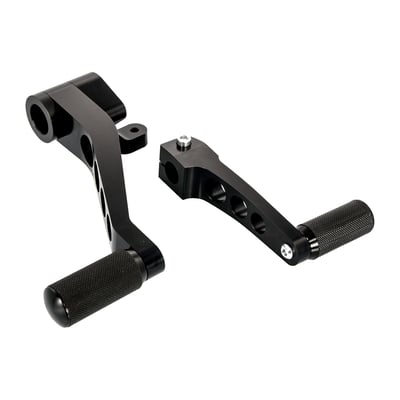 Black anodized finish. 
CNC machined billet aluminum. 
Light weight. 
Italian design. 