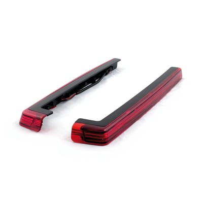 Red lenses. With LED lighting. Fits models with OEM King Tour-Pak mounted side lights. Hardware included. 
