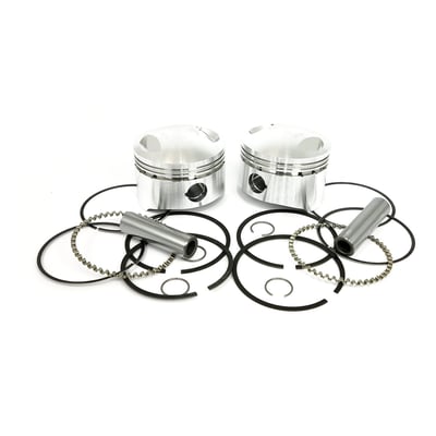 Forged low compression Wiseco piston kit.  7:1 compression ration (stock is around 8:1) for improved reliability. Includes wrist pins, circlips and Hastings rings. 

Note: These Wiseco pistons will fit stock style Hastings rings with 1.2mm (0.047") top & middle ringlands and a 4.75mm oil ring.