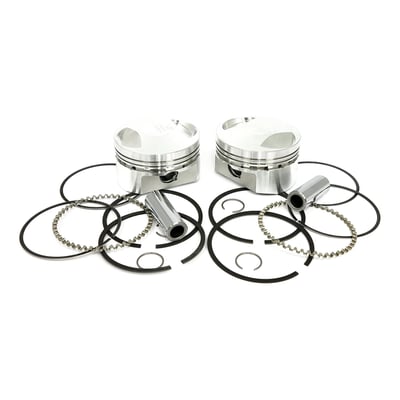 High 10.5:1 compression ratio ratio with forged flat top pistons. No cylinder head modifications required. Includes Hastings rings, circlips and wrist pins.