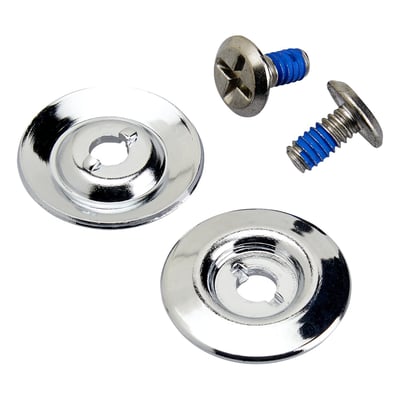 With stainless steel screws. Sometimes subtle details are the loudest custom statement you can make. Our hardware kits for Gringo S and Lane Splitter shields come in anodized colors so you can fine-tune the look of your helmet. NOTE! Apply one drop of medium-strength blue Loc-Tite on the threads of each screw during installation. Align the index bumps on the back side of the washers with their corresponding slots on the plastic hinge spacer behind the shield; hold the washer carefully in position while you tighten the screw. A coin or short straight-slot screwdriver works great for this. DO NOT OVERTIGHTEN. Each kit includes two screws and two washers.