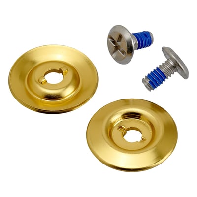 With stainless steel screws. Sometimes subtle details are the loudest custom statement you can make. Our hardware kits for Gringo S and Lane Splitter shields come in anodized colors so you can fine-tune the look of your helmet. NOTE! Apply one drop of medium-strength blue Loc-Tite on the threads of each screw during installation. Align the index bumps on the back side of the washers with their corresponding slots on the plastic hinge spacer behind the shield; hold the washer carefully in position while you tighten the screw. A coin or short straight-slot screwdriver works great for this. DO NOT OVERTIGHTEN. Each kit includes two screws and two washers.