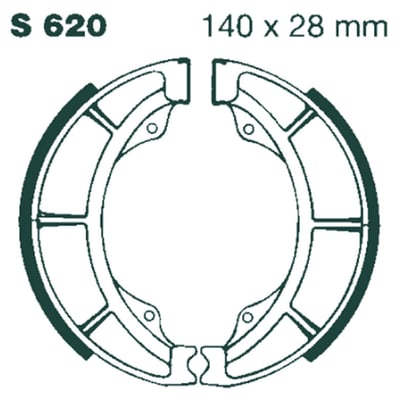 EBC grooved series brake shoes are radius ground and edge trimmed to fit precisely in your brake drum and also feature lead in and lead out chamfers at lining ends and original equipment style brake shoe springs. The multiple angled liner grooves are designed to channel away dirt, dust,water and debris from the braking area to improve braking and extend shoe and drum life.