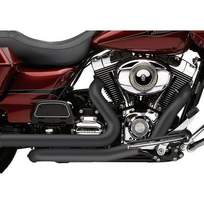 Satin black. Chrome with full length 2-1/2" diameter heat shields. Without O2 sensor bungs. This head pipe set combines the true dual look with the low down torque benefits of a power port crossover system. The Power Port will improve exhaust scavenging, especially at lower RPM's, which wakes-up torque numbers for real world power.