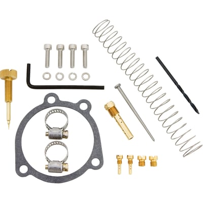 Recalibration kits for CV carburetors. The most complete kit available. Comes with a custom design needle, spring and vortex emulsion tube. Complete with idle & main jets for the specific model. Includes EZ-Just idle mixture screw, stainless floatbowl hardware and tuning instructions.