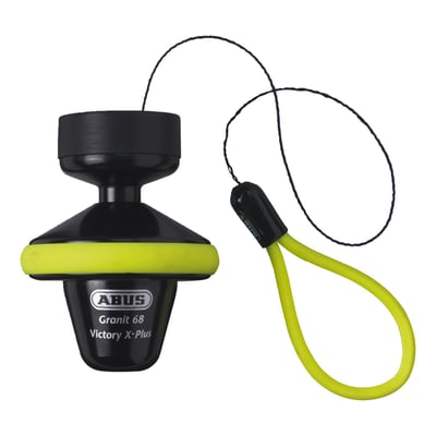 Security level 16. Complete with a roll-up memory cable, that sits inside the lock body, to prevent taking off with the lock installed. Comes with a 14mm diameter steel pin and a black rubber anti-slip outer ring. The small and round shape makes it more difficult to tamper with this lock. Includes 2 keys. Weight 720 grams.
Note: See 524070 for the SH68 lock carrier, that is separately available.