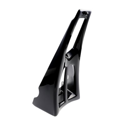 Unpainted gloss black finish. Manufactured from ABS material with precision machining and drilling done on 5-axis CNC machines for a perfect and hassle free fitment. Offers a totally different look to this 'very in sight' part. Included is a new steel mounting bracket and hardware to make the transition effortless. 
Note: With approval. Check your local MCS dealer or the MCS sales department for exact type of approval and validity on bike model and years on the test report.