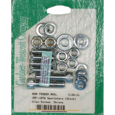 Used to mount fender supports (struts) to frame and fender to supports. 
Stock replacement