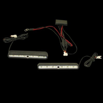 Lights-up the dark inside of saddlebags at night. Lights come with 18 Super bright white LEDs and are pre-taped with durable 3M™ double sided tape for easy installation on the inside. With on-off switch in the wiring and an automatic 5 minute auto shut-off system to prevent any battery drainage. The quick disconnect wire harness allows easy saddlebag removal.