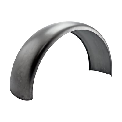 - 220mm wide. 
- 375mm radius. 
- 1200 mm long. 
- 2mm thick. 
Long length. With a lower sidewall for easier fender strut installation. Precision made custom steel Penz rear Softail fender, for use with fender struts. 

Note: Length is measured around the radius. Width is measured from inside to inside and mentioned for reference only.