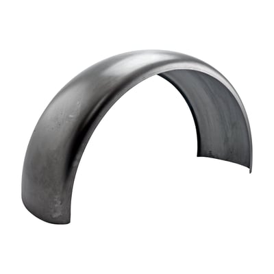 - 240mm wide. 
- 375mm radius. 
- 1200 mm long. 
- 2mm thick. 
Long length. With a lower sidewall for easier fender strut installation. Precision made custom steel Penz rear Softail fender, for use with fender struts. 

Note: Length is measured around the radius. Width is measured from inside to inside and mentioned for reference only.
