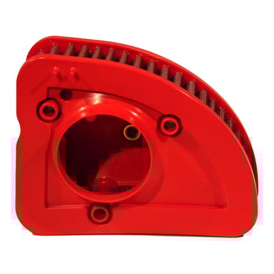 Fits wedge styled OEM air cleaners. 
This is 'The Red Filter'. As used in Formula 1, Le Mans, Moto GP and World Superbike. Designed as an direct replacement, no hassle fit, upgrade for the OEM paper air filters. Manufactured with a metallic mesh which contains multiple cotton layers of oiled filtration material. This allows improved air flow, sufficient for stock to all-out performance applications. To further help prevent small impurities enter the engine filtration oil is used to create a 'sticky' barrier which allows air flow but helps retains small particles up to 7 micron. All filters are precision made and continuously checked during production for the highest obtainable quality. Filters are washable and reusable. EU made. 
OEM replacement reference 29400212