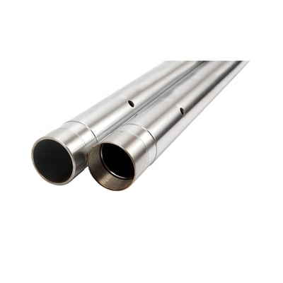 22-1/2" overall length. Hard chrome plated fork tubes with a matte finish. USA manufactured, top quality and precision machined to stock specifications for a perfect fit.