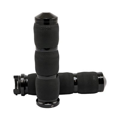 Heated grips controlled with an, included, 2-stage rocker style switch that can be installed on the left side handlebar. Spacers are included so the switch will fit 1-1/8" (29mm) handlebars. The included reducer sleeves allow installation on 1" (25.4mm) and 7/8" (2mm) handlebars. Comes complete with installation instructions. These air cushioned grips come with a special core bar with air pockets inside the grip body helps dampen vibrations and enhance comfort, an actual Air Ride for you hands. Soft serrated texture for no-slip confidence. With 6061 billet aluminum end caps and collars it is finished to perfection.