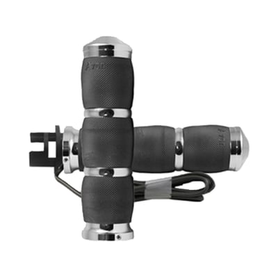 Heated grips controlled with an, included, 2-stage rocker style switch that can be installed on the left side handlebar. Spacers are included so the switch will fit 1-1/8" (29mm) handlebars. The included reducer sleeves allow installation on 1" (25.4mm) and 7/8" (2mm) handlebars. Comes complete with installation instructions. These air cushioned grips come with a special core bar with air pockets inside the grip body helps dampen vibrations and enhance comfort, an actual Air Ride for you hands. Soft serrated texture for no-slip confidence. With 6061 billet aluminum end caps and collars it is finished to perfection.