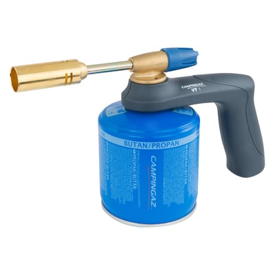 The CV valve blowtorch VT1 is ideal for all types of soldering and brazing jobs. The large range of adaptable burners available also provide the blowtorch with additional capabilities. 
- Cartridge type: CV300 or CV470
- Cartridge included: No
- Ignition: Manual
- Flame Temperature: 1750 C°
- Gas Consumption: 120 g/h
- Runtime: >2h with CV300 Plus >3.5h with CV470 Plus
- Dimensions with cartridge: 26 x 9 x 15 cm
- Weight: 260g
- Nozzle: X1400
- Compatible Nozzle Accessories: XP 1650, X 1650