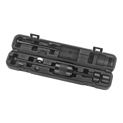 Used to remove and install the swingarm bushing assembly (also known as cleve blocks) (MCS 996483 / OEM 47556-81) found in the swingarms of 'rubber mounted' Touring and FXR models. Damage to the bushing assembly during installation is prevented by gently applying pressure and distributing it evenly to the outer sleeve. Tool can be used with or without a press.