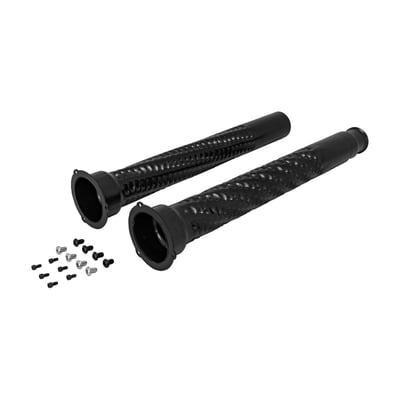 Offers 2-3 dB sound reduction and a deeper rumble. Kit includes two different sized baffles in the kit, to work with the 2-5/8" (right side) and 1-3/4" (left side) slip-on inlets on V&H Torquer 450 slip-on mufflers. 
