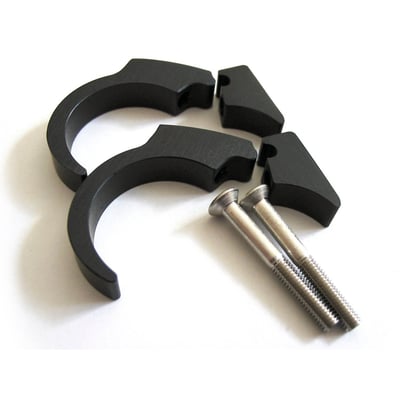 Black anodized aluminum.
2-piece clamp kit for 1" (25.4mm) diameter handlebars.
Used to mount the Motoscope Mini to the handlebars.
No drilling required.