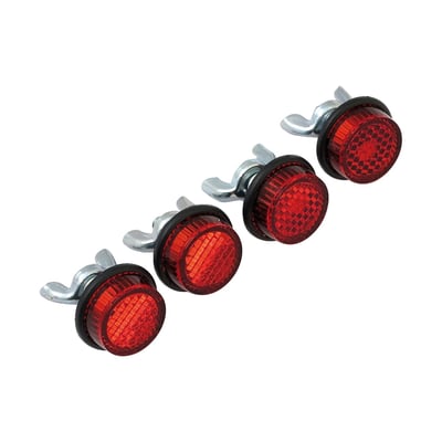 Zinc plated steel stem with plastic reflector. 
Can be used in a variation of applications. 
- USA made 
- Lens diameter approx. 21mm 
- Bottom diameter approx. 25mm. 
