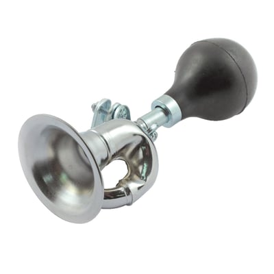 Bugle type horn. Chrome plated with universal mount bracket.