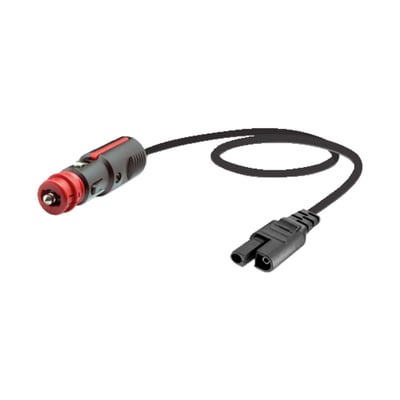 8A. 21-12mm. Allows you to draw power or charge the battery through an on-board cigarette lighter / power point.