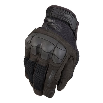 Black M-Pact 3 work gloves. Padded palm, reinforced fingertips and ultra knuckle protection.