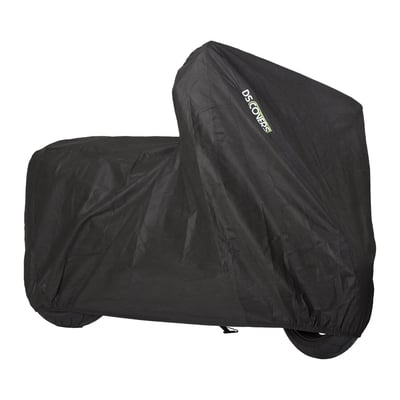 Soft polypropylene material with a non-stretch fit. 
Motorcycle cover for indoor protection against dust and dirt. 
• Protects your motorcycle against dirt in the shed or garage.
• Elastic hem for perfect enclosure. 
• Double-stitched seams for long lifetime. 
• Water-repellent. 
• Breathing. 
• Material: soft polypropylene. 
• Comes in handy storage bag. 
Note: Determine the right size of the cover by measuring the length, width and height of your motorcycle. The correct size of the cover has a length that is about 5-10 cm longer than your motorcycle length. For proper ventilation, we recommend to have the cover about 10-20 cm from the ground. In this way air can enter the cover from below and leave the cover through the air vents on top. If the dimensions lie between two sizes, then choose the larger of the two. Because the edge is elasticated, the cover will always fit well.