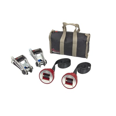 The CapStrap open axle tie-down system is designed for BMW motorcycles with 5.3cm hollow axles. The system ensures your motorcycle stays perpendicular and in place wherever you take it. 
- No load on your suspension system. 
- Easy to use. 
- High quality ABS material to prevent scratching. 
- Minimal interference with exhaust or crankcases. 
- Comes with handy carrying bag, ratchets and straps. 
- ABS material. 
- Strap length 135cm. 
- Lashing capacity 500 daN (509kg-force). Net weight 1.5kg. 
- Carrying case size: 24cm long x 7cm wide x 15cm high.