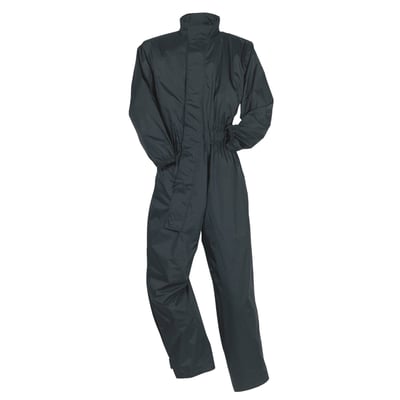 Waterproof rainsuit, made from nylon, with leg bottom fastening and reflective panel for visibility. Much needed when going to work or an a trip on rainy days. The side zip makes quick changing easy. 
