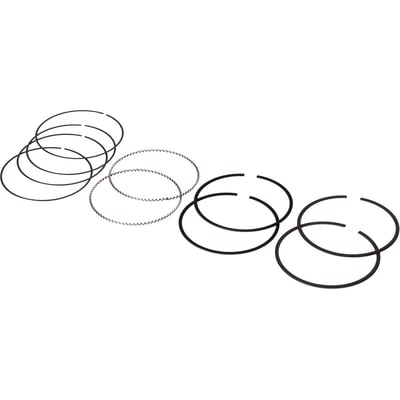 Standard cylinder bore: 4.016" (102mm). 
1st. ring: 1.2mm. 
2nd ring: 1.2mm. 
Oil ring: 2.0mm. 
Stock replacement for 114" models. Comes with a chrome top ring, a ductile iron Napier 2nd. ring and a chrome flex-vent 3-piece oil ring. 

Tech tip: Piston grooves vs piston rings. 
It's not difficult to determine if a Hastings piston ring set will fit a certain piston. You should measure the height of the piston groove in the piston itself. The 2 top grooves will be for compression rings, the lower groove will be for the oil ring. In most cases Hastings oil rings are of the low tension 3-piece flex vent type. Ring heights are listed for reference. 
Tech tip: Piston oversizes. 
For each oversize cylinder diameter will increase with .010" (0.254mm). The standard bore of the cylinder is listed for reference. 
(Information provided by Hastings Manufacturing Company, Inc.)