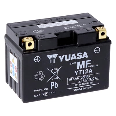 Yuasa’s elite performer, the AGM (Absorbent Glass Mat) series, has more cranking amps and higher amp hour capacity for years of trustworthy service.
