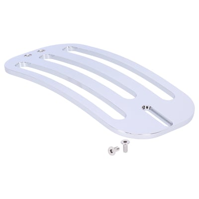 Billet aluminum solo luggage rack. Approximately 8mm thick. Dimensions approx.: 32cm long x 14cm wide. Maximum load capacity 5kg. Includes installation hardware and required brackets. 
Note: Not compatible with a passenger seat.