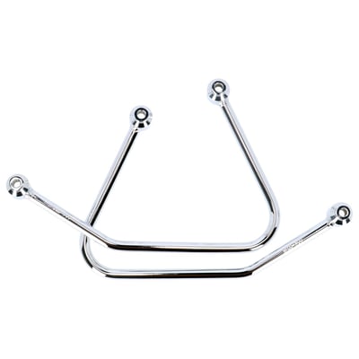 Chromed plated steel pannier supports. Easy bolt-on installation to the original mounting points of the fender. Includes all installation hardware.