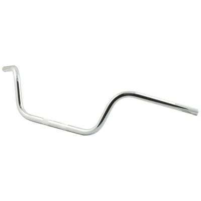 Chrome plated steel. Approx. dimensions: 99.5cm wide x 20cm high x 21cm pullback x 39cm center width. 
Note: With approval. Check your local MCS dealer or the MCS sales department for exact type of approval and validity on bike model and years on the test report.