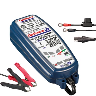 With EU wall plug. 7-step, 12V 0.8A battery charger-tester-maintainer for Lead Acid, AGM & GEL 12V batteries from 3 to 50Ah. Recovers sulphated batteries and then tests after charging. The automatic maintenance program provides what the battery needs, never overcharges, never undercharges. 
- Charging Amps: 0.8A (constant current) 
- Indoor / Outdoor (lowest temperature: -4°F / -20°C) 
- Save: Low Volt Start of 2V + 2 step desulphation recovery 
- For Lead Acid, AGM & GEL 12V batteries from 3 to 50Ah 
- Input: Global (100-240V 50-60Hz), high efficiency (CEC listed), fully sealed 
- Weatherproof case with wall mounts 
- Incl. 6ft / 180cm AC supply lead and 6ft / 180cm charge lead ending in SAE connector. 4Weatherproof battery lead & standard battery clip set included 
- No risk of overcharging 
- Sparks suppressed 
- Safe for vehicle electronics 
- Safe for long-term battery maintenance 
- Automatic shut-down if short-circuited or battery disconnected