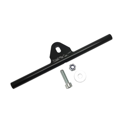 Used to move the turn signals to the frame down-tubes, below the fuel tank. Bracket tube is hollow to route wiring and 8mm threaded for use with all custom turn signals that have 8mm threads. Complete with installation hardware. Gloss black powder coated steel. 
Note: Not compatible with engine guards.